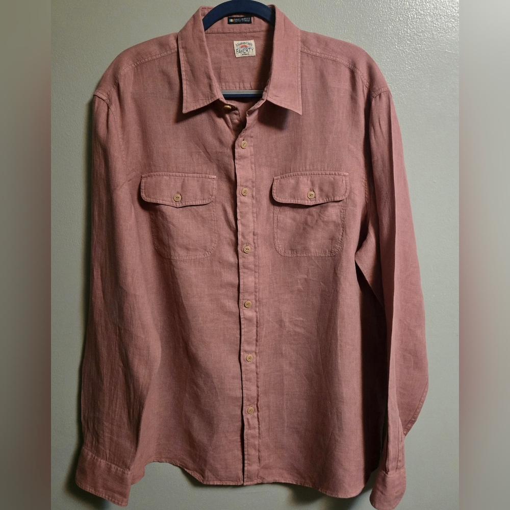 FAHERTY Baird McNutt Irish Linen Shirt Cedar Rose XL Button up